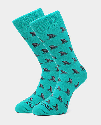 Aquamarine Shark Fin Socks