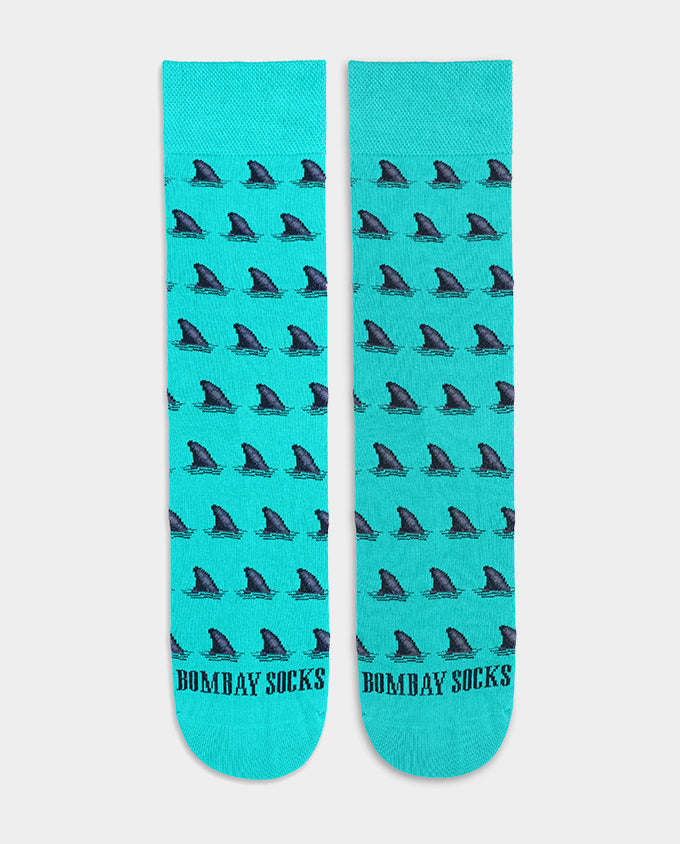 Aquamarine Shark Fin Socks