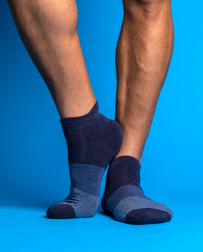 Men’s Blue Tri-Block Padded Ankle Sock